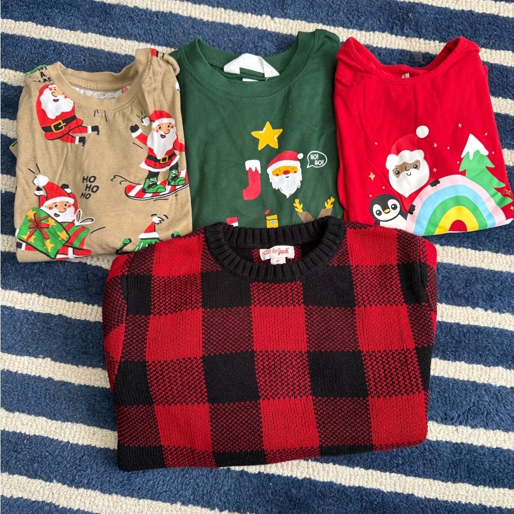 Boys Holiday Lot l/s shirts and sweater NEW size 4-6T Christmas